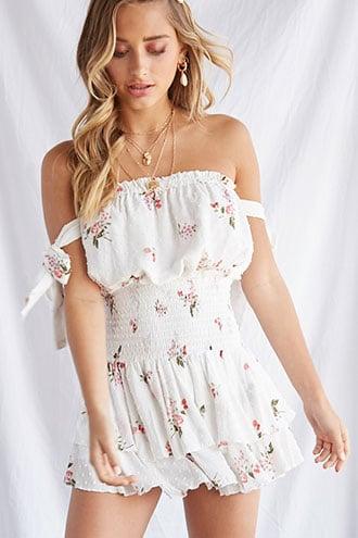 Forever21 Floral Swiss Dot Skort Romper