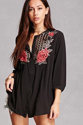 Forever21 Embroidered Crochet Tunic