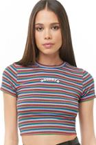 Forever21 Striped Goodbye Graphic Crop Top