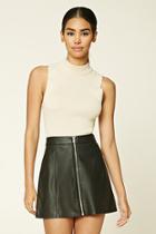 Forever21 Women's  Faux Leather Zipper Mini Skirt