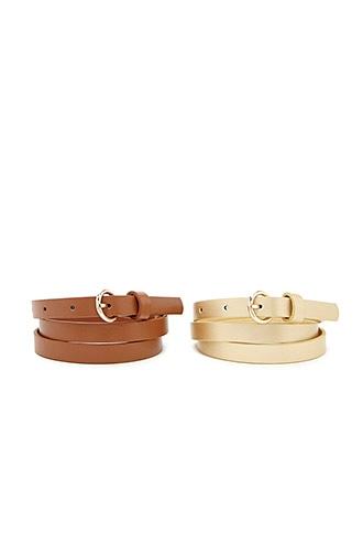 Forever21 Faux Leather Skinny Belt Set