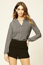 Forever21 Women's  Grey Semi-sheer Pleated Top