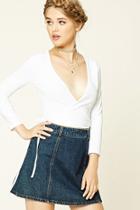 Forever21 Women's  White Wrap Front Crop Top