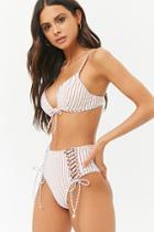 Forever21 Metallic Striped Lace-up Bikini Bottoms