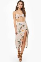 Forever21 Gingham Floral Crop Top & Midi Wrap Skirt Set