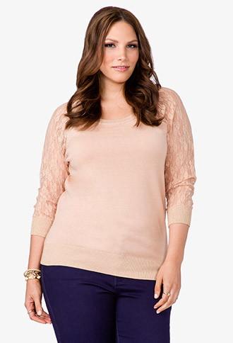 Forever21 Plus Women's  Plus Size Metallic Ribbed Lace Sweater