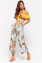 Forever21 Tropical Leaf Button-down Pants