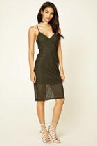 Forever21 Women's  Olive Netted-mesh Bodycon Dress