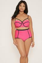 Forever21 Plus Women's  Hot Pink & Black Plus Size Bikini Bottoms