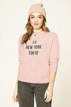 Forever21 Women's  Pink & Black La New York Sweatshirt