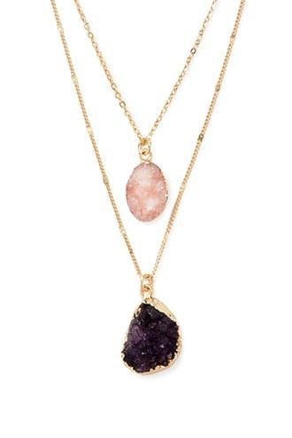 Forever21 Faux Geode Pendant Necklace Set