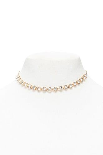 Forever21 Round Rhinestone Collar Necklace