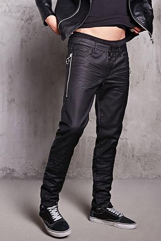 Forever21 Waxed Slim-fit Jeans