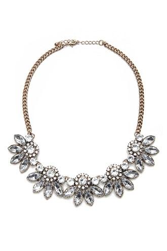 Forever21 Antique Gold & Clear Rhinestone Statement Necklace