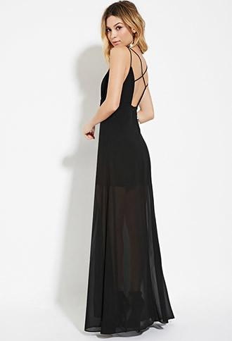 Forever21 Women's  Wyldr High-slit Chiffon Maxi Dress