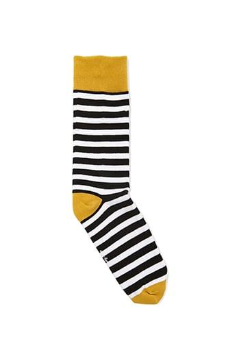 Forever21 Men Richer Poorer Striped Colorblock Crew Socks