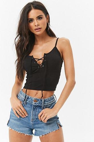 Forever21 Lace-up Crop Cami