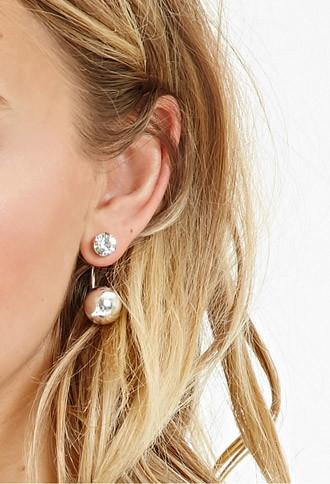 Forever21 Rhinestone And Bauble Ear Jackets (b.silver/clear)