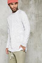 21 Men Men's  Grey Marled Knit Terry Pullover