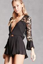 Forever21 Women's  Self-tie Crochet Romper