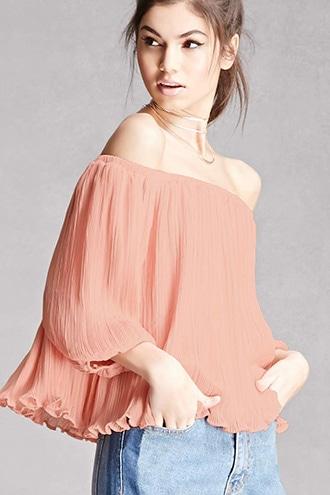 Forever21 Lush Crinkle Chiffon Blouse