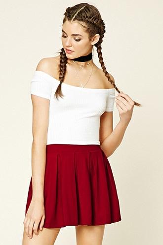 Forever21 Women's  Brick Pleated Mini Skirt
