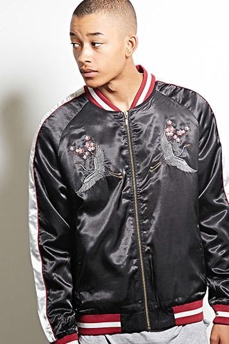 21 Men Men's  Black & Silver Standard Issue Satin Jacket