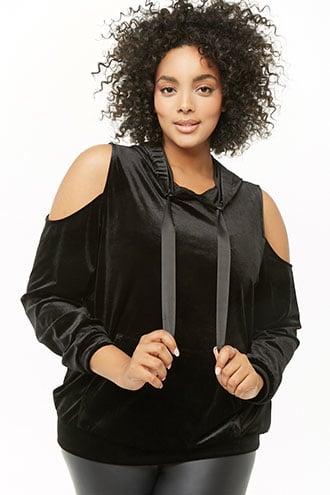 Forever21 Plus Size Velvet Hooded Top