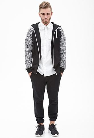 Forever21 Abstract Print Colorblocked Hoodie