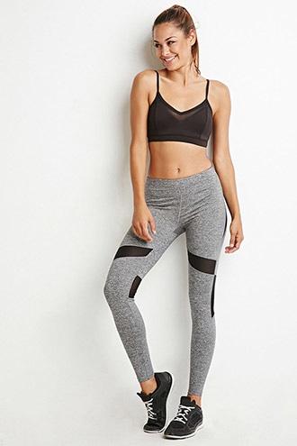 Forever21 Women's  Active Heathered Mesh Leggings