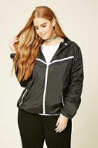 Forever21 Plus Women's  Black & White Plus Size Hooded Windbreaker