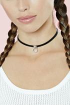 Forever21 Silver & Black Hoop Charm Choker