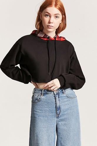 Forever21 Raw-cut Crop Hoodie