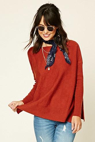 Love21 Women's  Rust Contemporary Heathered Sweater