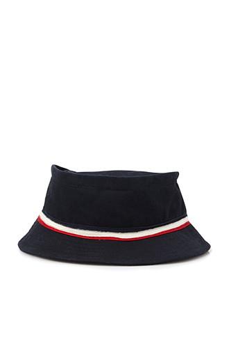 21 Men Men's  Navy Varsity-striped Bucket Hat