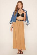 Love21 Women's  Camel Contemporary Satin Maxi Skirt