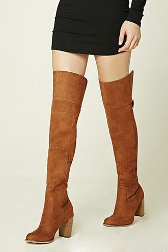 Forever21 Women's  Tan Over-the-knee Faux Suede Boots