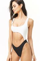 Forever21 Contrast Cutout One-piece Swimsuit