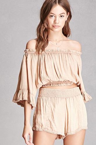 Forever21 Boho Me Gauze Crop Top