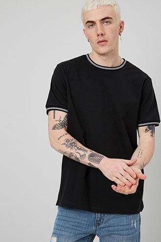 Forever21 Vented Varsity-striped Ringer Tee