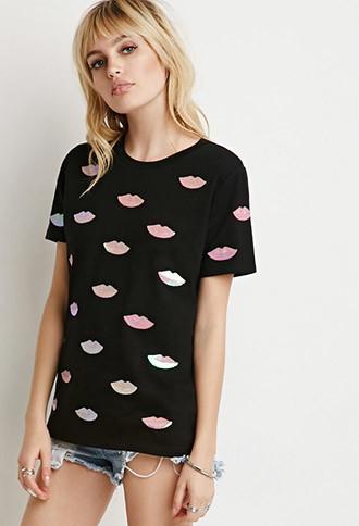 Forever21 Sequin-embellished Lip Tee