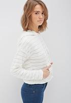 Forever21 Texture-striped Drawstring Hoodie