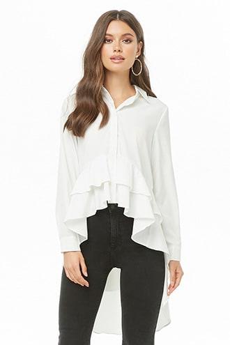 Forever21 High-low Ruffle Shirt