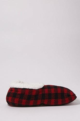 Forever21 Plaid Embroidered Slipper Socks