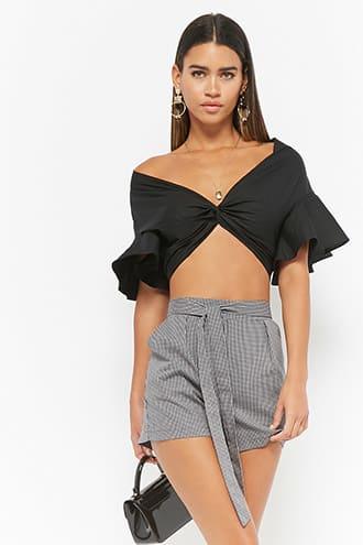 Forever21 Pleated Gingham Shorts
