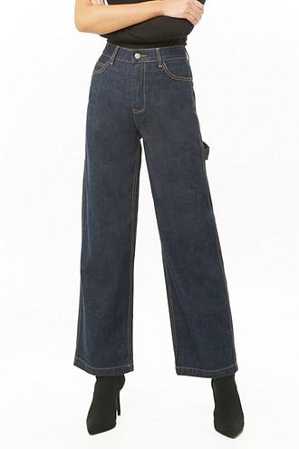 Forever21 Wide-leg Contrast-stitch Jeans
