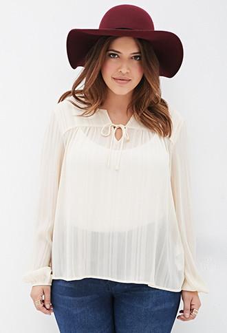 Forever21 Plus Metallic Striped Blouse