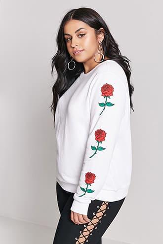 Forever21 Plus Size Rose Graphic Sweatshirt