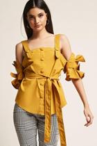 Forever21 Open-shoulder Button-front Top