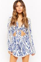 Forever21 Selfie Leslie Paisley Print Tie-front Romper